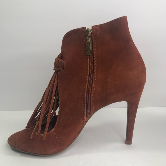 Sergio Zelcer Cognac Heels Peep Toe Shoes #8 - Picture 4 of 9
